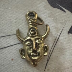 Men's Gold-Tone Horned Mask Pendant Necklace Charm